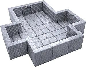 EnderToys Locking Dungeon Tiles - Cross Chamber, Terrain Scenery Tabletop 28mm Miniatures Role Playing Game, 3D Printed Paintable