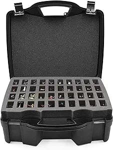 CASEMATIX Miniature Storage Hard Shell Figure Case - 80 Slot Figurine Minature Carrying Case with Customizable Foam Layer for Large Miniatures Compatible with Warhammer 40k, DND & More!