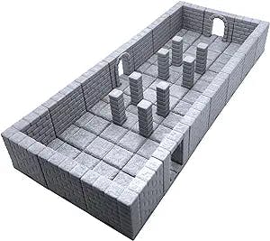 EnderToys Locking Dungeon Tiles - Pillar Room, Terrain Scenery Tabletop 28mm Miniatures Role Playing Game, 3D Printed Paintable