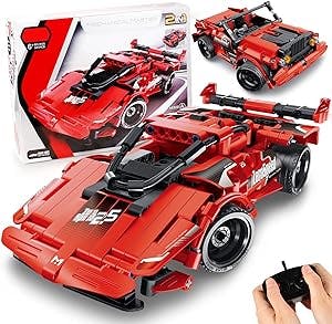 PANITU STEM Building Toys, 2 in 1 Remote Control Racer, Snap Together Engineering Kits, Early Learning Racecar Building Blocks STEM Toys for 8-12 Year Old Boys Gilrs