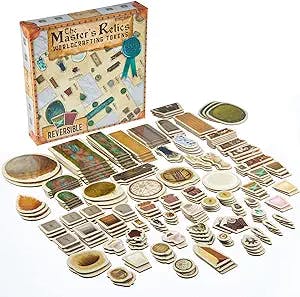 Master's Relics - RPG Item Token Accessory Set - 200+ Double-Sided Dry / Wet Erase Reversible Object Pawns for Fantasy Tabletop Roleplaying Game Terrain Tiles and Dungeon Battle Maps - D&D Compatible