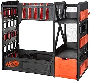 NERF Elite Blaster Rack - Storage for up to Six Blasters, Including Shelving and Drawers Accessories, Orange and Black - Amazon Exclusive