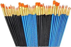40 Pcs Paint Brushes, Paint Brush Set, Paint Brushes for Acrylic Painting, Watercolor Brushes, Acrylic Paint Brushes for Acrylic Oil Watercolor, Miniature Detailing, and Rock Painting