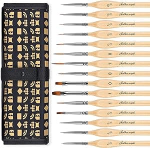 Miniature Paint Brushes, 15PC Model Brushes Micro Detail Paint Brush Set, Fine Detailing for Acrylics, Oils, Watercolors & Paint by Number, Citadel, Figurine, Warhammer 40k (Wood Color)