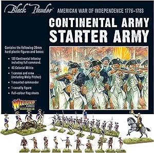 Wargames Delivered Black Powder Miniatures - Continental Army Starter Set, Revolutionary War Tabletop Toy Soldiers for Miniature Wargaming, and Model War by Warlord Games