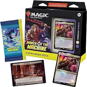Magic: The Gathering March of the Machine Commander Deck - Growing Threat (100-Card Deck, 10 Planechase cards, Collector Booster Sample Pack + Accessories)