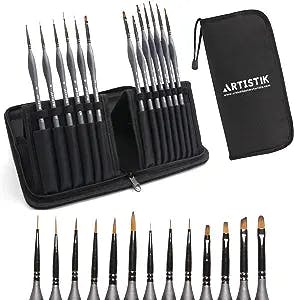 Miniature Painting Kit - (Set of 13) Micro Detail Paint Brushes with Black Carrying Case for Painting Action Figures, Models, Nail Art, Fantasy Nails, Acrylic, Oil, Detail Art, Stained Glass and More
