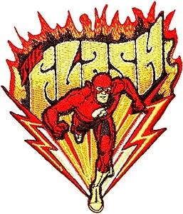 Blue Heron DC Comics The Flash with Flames 3.25" X 4" Embroidered Iron/Sew-on Applique Patches