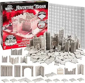 Monster Adventure Terrain 195Pc Paintable Palisade Base Set Fully Modular, Stackable 3D Tabletop World Builder- Use Alone or w Other Sets- Perfect for DND Dungeons Dragons, Pathfinder & All RPG Games