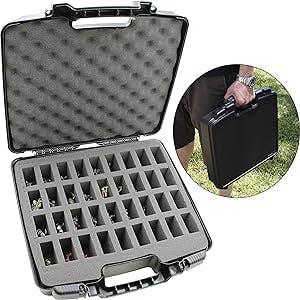 CASEMATIX Hard Shell Miniature Storage Travel Case - 36 Figurine Miniature Organizer and Miniatures Carrying Case with Foam Interior Compatible with DND, Warhammer 40K Minis and More!